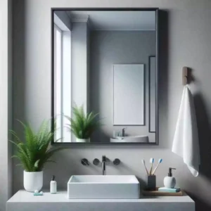 Framed bathroom mirror