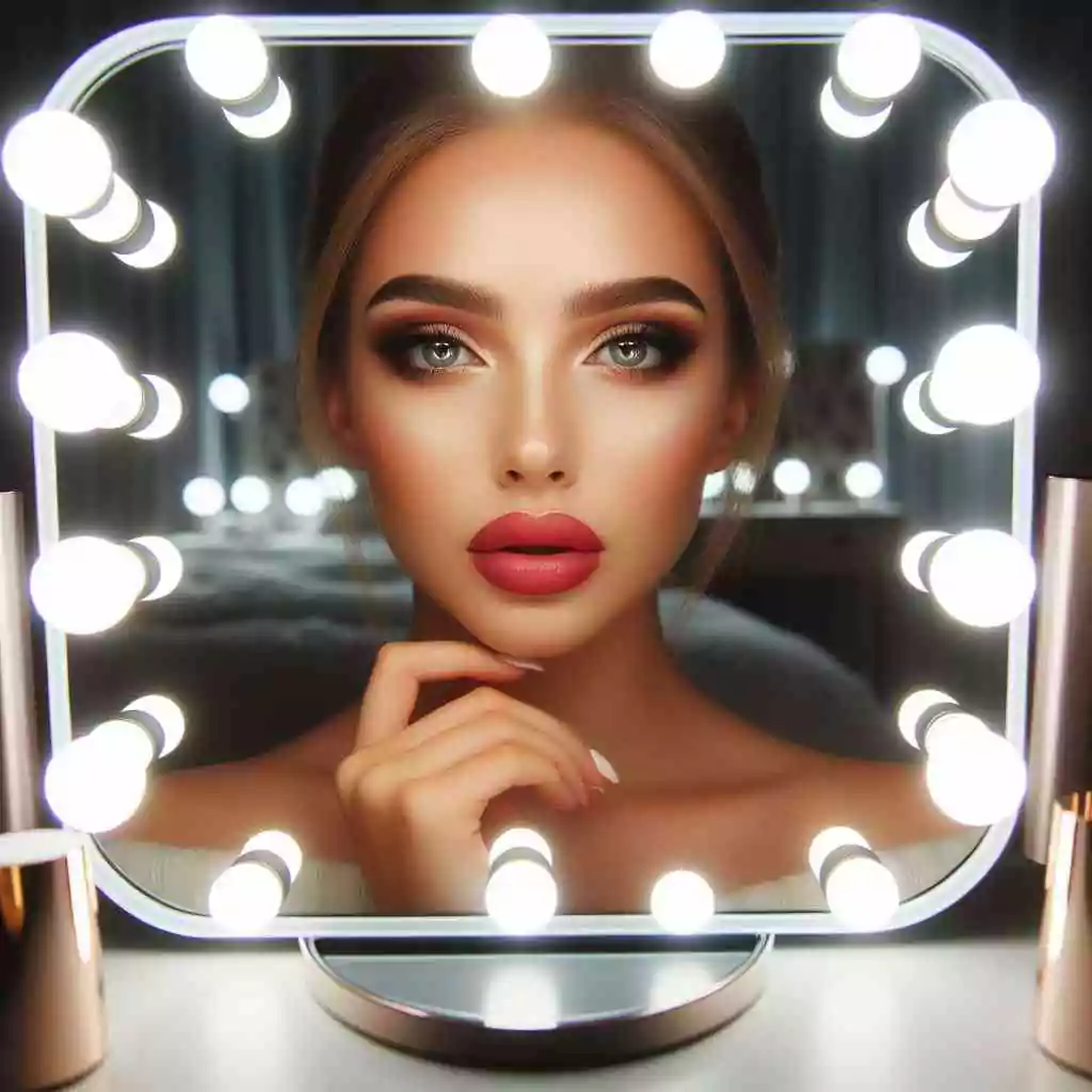 Makeup mirror with lights