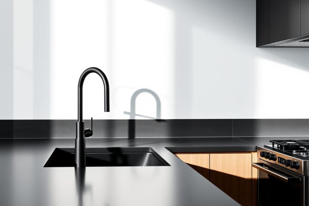 matte black fixtures in a modern kitchen