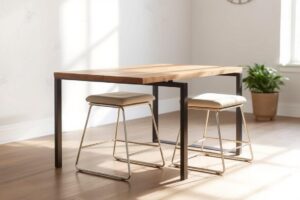 sofa table with stools