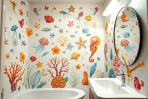 unique sea life bathroom wall decor