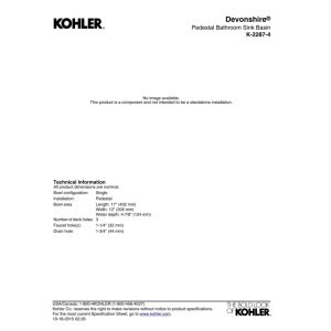 Kohler K-2287-4-96 Bathroom Sink Pedestal Bowl Only Biscuit