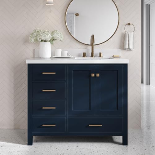 ARIEL Cambridge 43 Inch Midnight Blue Bathroom Vanity with Sink, 1.5