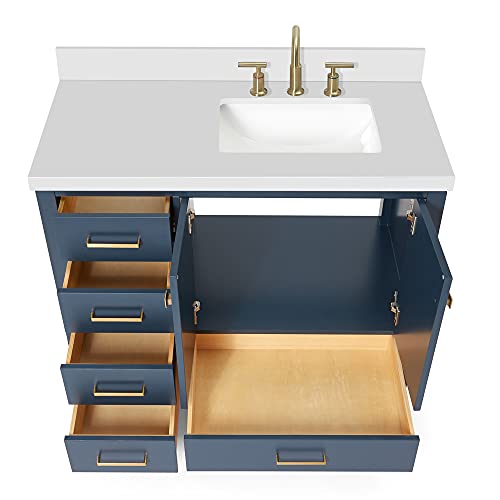 ARIEL Cambridge 43 Inch Midnight Blue Bathroom Vanity with Sink, 1.5