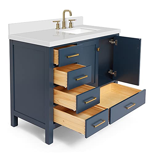 ARIEL Cambridge 43 Inch Midnight Blue Bathroom Vanity with Sink, 1.5