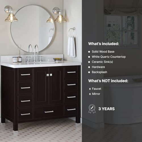 ARIEL Cambridge 43 Inch Single Sink Bathroom Vanity in Espresso, 1.5