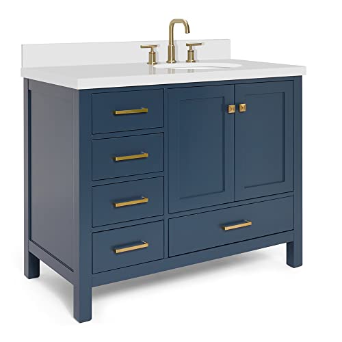 ARIEL Cambridge 43 Inch Midnight Blue Bathroom Vanity with Sink, 1.5