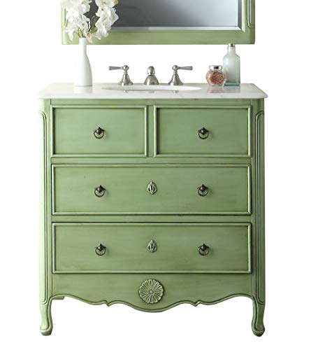 Benton Collection 34” Cottage Look Daleville Bathroom Sink Vanity Model HF081G (Vintage Mint Green)