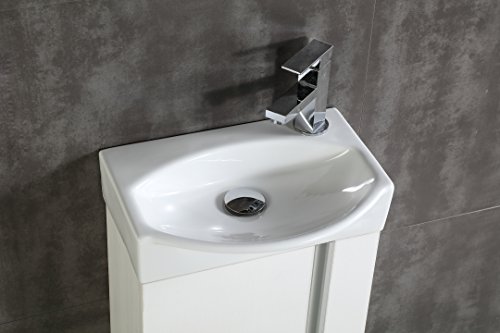 Fine Fixtures Compacto Small Bathroom Vanity Set with Sink -Wall-Mounted Cabinet- Sink top, and Mirror Included (White)