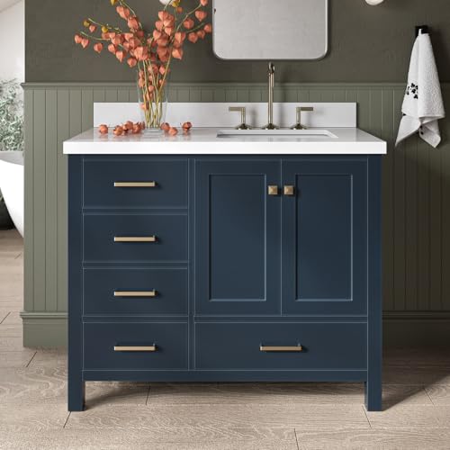 ARIEL Cambridge 43 Inch Midnight Blue Bathroom Vanity with Sink, 1.5