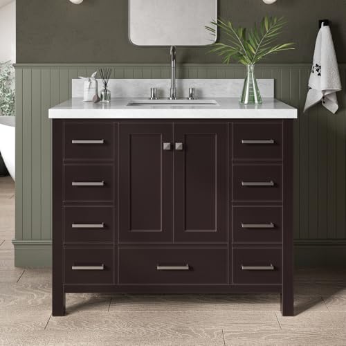 ARIEL Cambridge 43 Inch Espresso Bathroom Vanity with Sink, 1.5