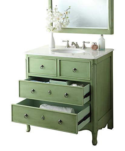 Benton Collection 34” Cottage Look Daleville Bathroom Sink Vanity Model HF081G (Vintage Mint Green)