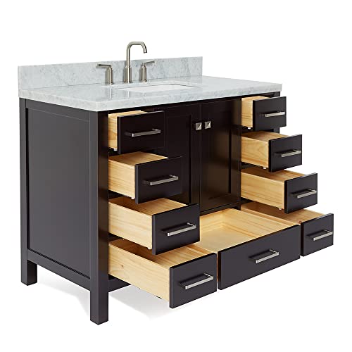 ARIEL Cambridge 43 Inch Espresso Bathroom Vanity with Sink, 1.5
