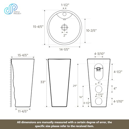 Simple Project One Piece Pedestal Sink 16