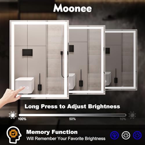 Moonee 84x40 Inch Large Led Mirror for Bathroom,Front Light and Backlit Vanity Mirror with 3 Colors Dimmable Anti Fog Bathroom Mirror with Led Lights for Bathroom Decor