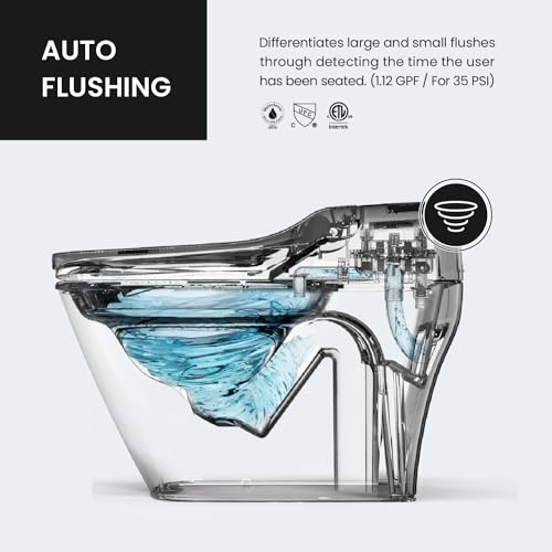 VOVO STYLEMENT TCB-090SA Smart Bidet Toilet for bathrooms, Elongated One Piece Toilet with Auto Open/Close Lid, 1.12 GPF, Auto Dual Flush, ADA Chair Height, Heated Seat, Made in Korea