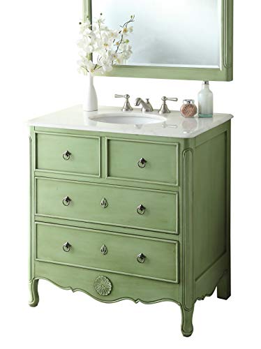 Benton Collection 34” Cottage Look Daleville Bathroom Sink Vanity Model HF081G (Vintage Mint Green)