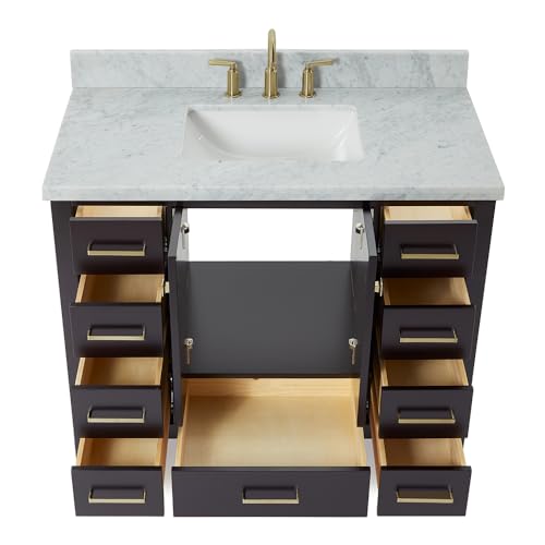 ARIEL Cambridge 43 Inch Espresso Bathroom Vanity with Sink, 1.5