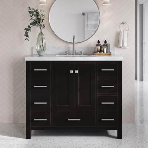 ARIEL Cambridge 43 Inch Espresso Bathroom Vanity with Sink, 1.5