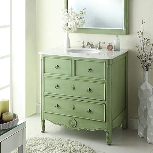 Benton Collection 34” Cottage Look Daleville Bathroom Sink Vanity Model HF081G (Vintage Mint Green)