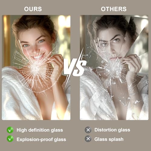 Oerbasz 55x36 LED Bathroom Mirror with Lights, Front and Rear Lighting, Tempered Glass, Dimmable, Multiple Light Modes, Anti-Fog Lighted Bathroom Vanity Mirror for Wall, Memory Function