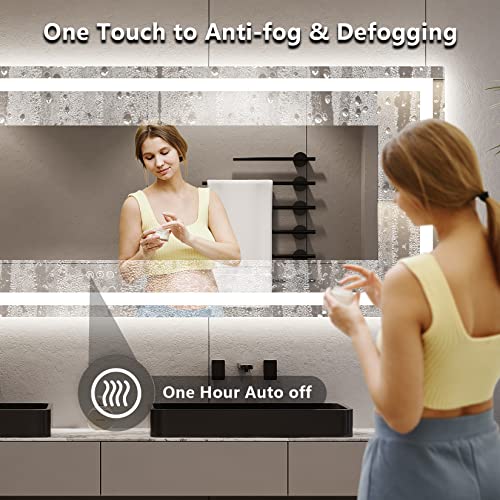 YEELAIT 96x36 Inch LED Bathroom Mirror with Lights Front and Backlit Lighted Vanity Mirror for Bathroom Wall with 3 Colors Dimmable Anti-Fog Memory Shatter-Proof IP54 Waterproof Horizontal/Vertical