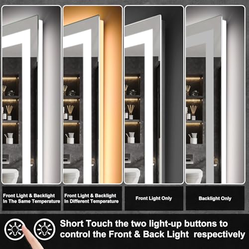 Moonee 84x40 Inch Large Led Mirror for Bathroom,Front Light and Backlit Vanity Mirror with 3 Colors Dimmable Anti Fog Bathroom Mirror with Led Lights for Bathroom Decor