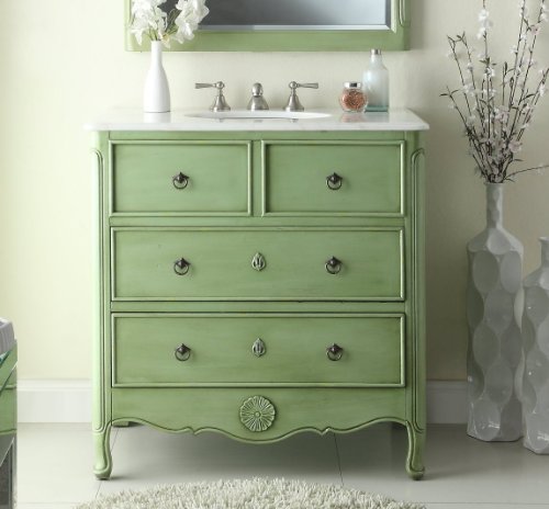 Benton Collection 34” Cottage Look Daleville Bathroom Sink Vanity Model HF081G (Vintage Mint Green)