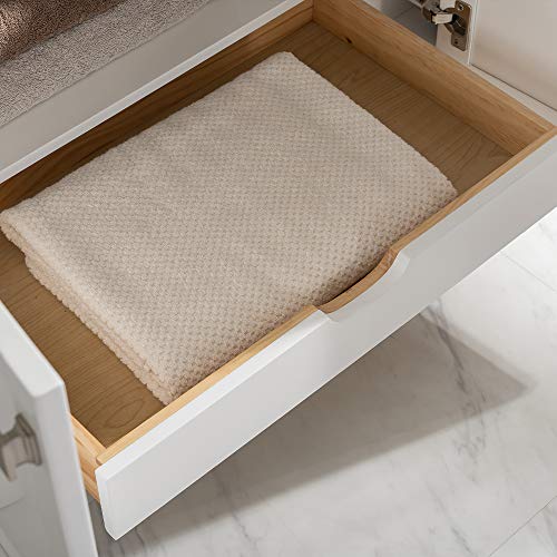 LUCA Kitchen & Bath LC36OWW Savanna 36” Single Bathroom Vanity Set in Pure White with Carrara Marble Countertop and Porcelain Sink