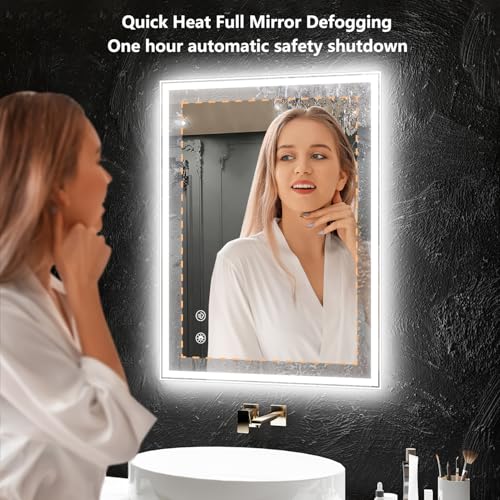 LED Bathroom Mirror, 60 X36 Dual Backlit & Front Lit Anti-Fog, Dimmable led Mirror for Bathroom, Bathroom Mirror with Lights Wall-Mounted Vanity Mirror