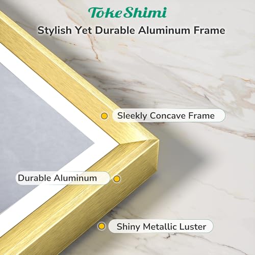 TokeShimi 48x36 Inch Light up Bathroom Mirror for Vanity with Backlit and Frontlit Gold Aluminum Rectangle Frame Beveled Edge Tricolors Stepless Dimmable Anti-Fog Memory Function for Wall Decor