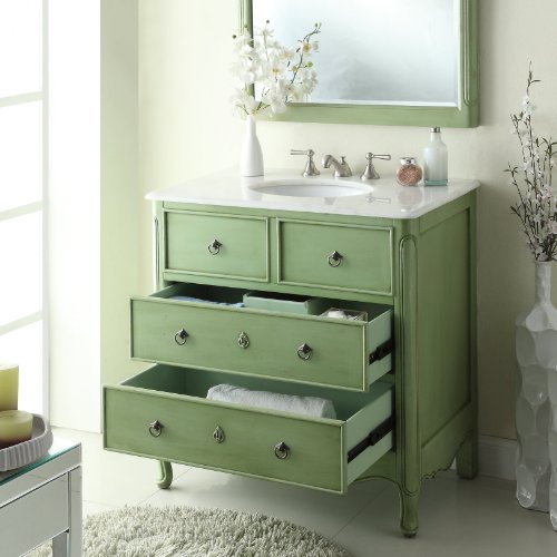 Benton Collection 34” Cottage Look Daleville Bathroom Sink Vanity Model HF081G (Vintage Mint Green)