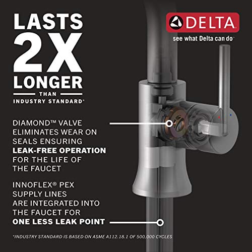 Delta Faucet Galeon Matte Black 1-Hole Bathroom Faucet, Single Hole, Diamond Seal Technology, ADA Compliant, Watersense Labeled, 571-BLMPU-DST
