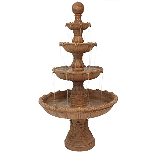 Sunnydaze 80-Inch H Outdoor Water Fountain with Ball Top - Large Tiered Water Feature for The Patio or Backyard