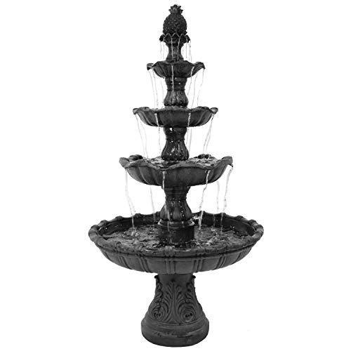 Sunnydaze Grand Courtyard 80-Inch 4-Tier Outdoor Water Fountain - Large Outdoor Water Feature for Garden, Patio or Yard - Black