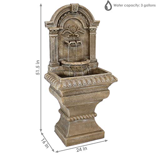 Sunnydaze 51-Inch H Ornate Lavello Outdoor Water Fountain - Standing Wall Water Fountain for The Patio, Garden, or Backyard