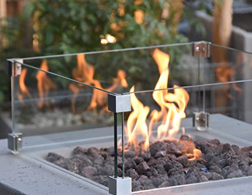 Elementi Square Outdoor Propane Fire Pit Table, Propane Firepit Table for Outside Patio Includes Canvas Cover & Lava Rocks, Outdoor Fireplace for Backyard Fire Pits & Outdoor Fireplaces