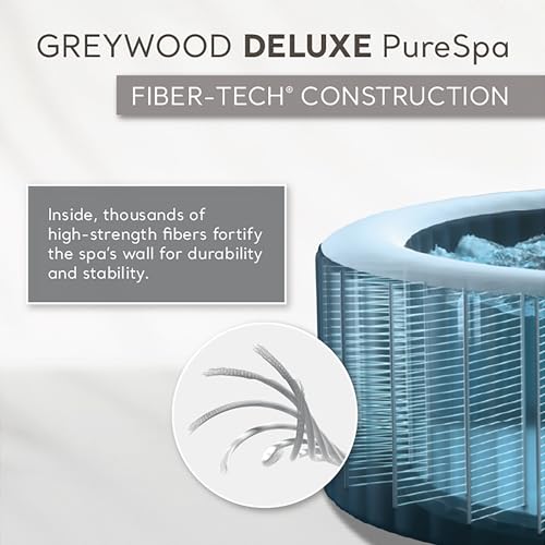 INTEX 28439EP PureSpa Greywood Deluxe Inflatable Spa Set: Includes Energy Efficient Cover – Spa Control App – Wireless Control Panel – 4 Person Capacity – 77