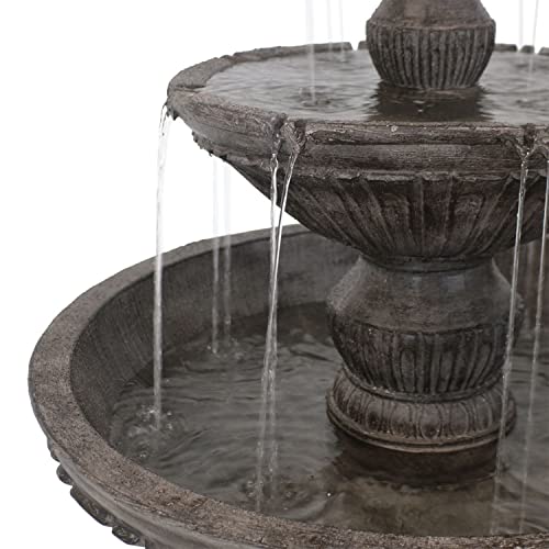 Sunnydaze Classic Designer 55-Inch 3-Tier Polystone Outdoor Water Fountain - Electric Submersible Pump - Light Brown