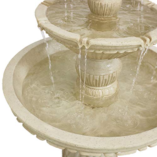 Sunnydaze Classic Designer 55-Inch 3-Tier Polystone Outdoor Water Fountain - Electric Submersible Pump - Dark Brown