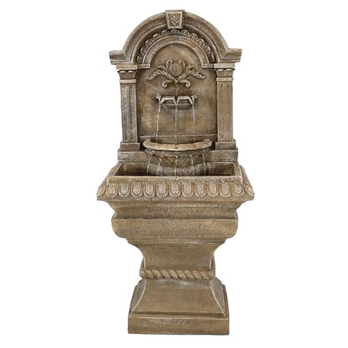 Sunnydaze 51-Inch H Ornate Lavello Outdoor Water Fountain - Standing Wall Water Fountain for The Patio, Garden, or Backyard
