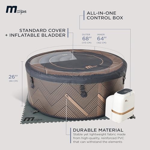 MSpa 6-Person Inflatable Hot Tub, Round Bubble Massage Spa for Outdoor Use, Champagne Gold - Portable Blow-Up Machine with Accessories for Home and Personal Relaxation