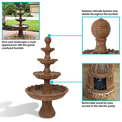 Sunnydaze 80-Inch H Outdoor Water Fountain with Ball Top - Large Tiered Water Feature for The Patio or Backyard