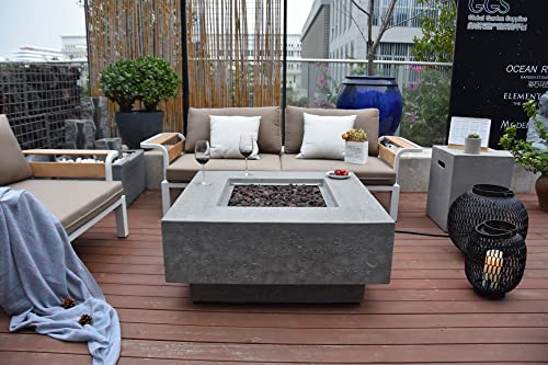 Elementi Square Outdoor Propane Fire Pit Table, Propane Firepit Table for Outside Patio Includes Canvas Cover & Lava Rocks, Outdoor Fireplace for Backyard Fire Pits & Outdoor Fireplaces