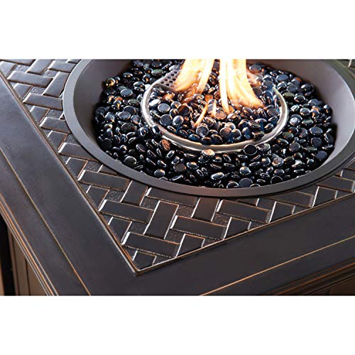 Hanover Traditions 26-in. Square LP Gas Fire Pit Side Table with Aluminum Cast-Top and Burner Lid