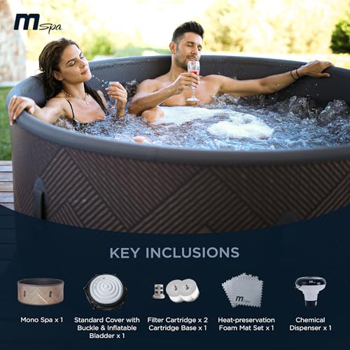 MSpa 6-Person Inflatable Hot Tub, Round Bubble Massage Spa for Outdoor Use, Champagne Gold - Portable Blow-Up Machine with Accessories for Home and Personal Relaxation