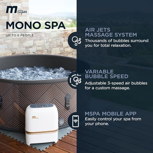 MSpa 6-Person Inflatable Hot Tub, Round Bubble Massage Spa for Outdoor Use, Champagne Gold - Portable Blow-Up Machine with Accessories for Home and Personal Relaxation