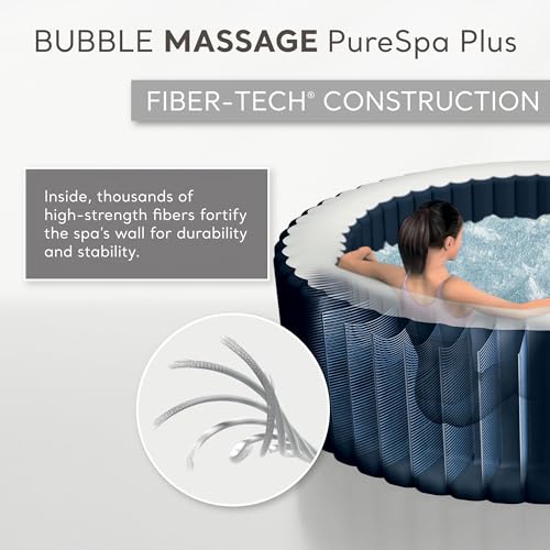 INTEX 28431EP PureSpa Plus Bubble Massage Spa Set: Includes Energy Efficient Spa Cover – 2 Contoured Headrest – LED Light – 6 Person Capacity – 85