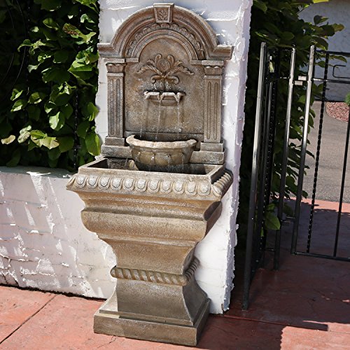 Sunnydaze 51-Inch H Ornate Lavello Outdoor Water Fountain - Standing Wall Water Fountain for The Patio, Garden, or Backyard