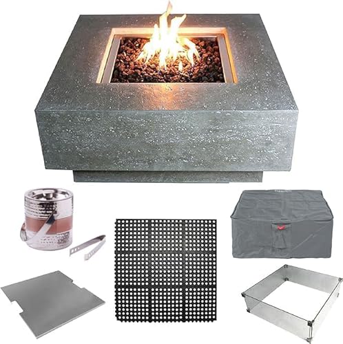 Elementi Square Outdoor Propane Fire Pit Table, Propane Firepit Table for Outside Patio Includes Canvas Cover & Lava Rocks, Outdoor Fireplace for Backyard Fire Pits & Outdoor Fireplaces
